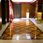 Hotel wall cladding and floor paving in marble