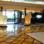 Hotel wall cladding and floor paving in marble