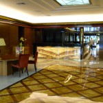 Hotel wall cladding and floor paving in marble