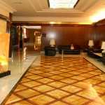 Hotel wall cladding and floor paving in marble