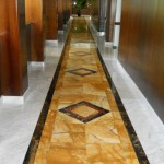 Hotel wall cladding and floor paving in marble