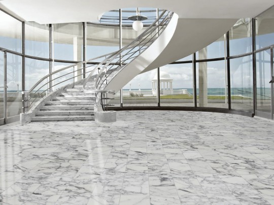 Hall with Stairway, Arabescato marble